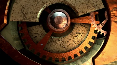 3D STEAMPUNK MECHANISM INSIDE close-up. ALPHA MATTE Stock Footage 40330104