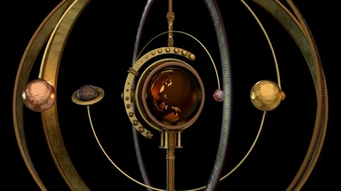 3D STEAMPUNK Solar System TRANSITION. ALPHA MATTE. Video stock 90143038