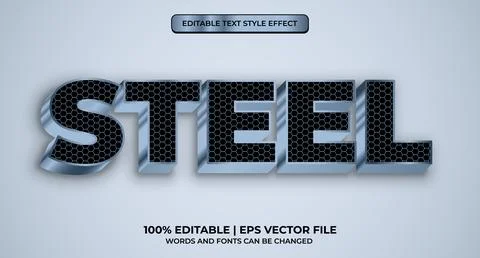 3D Steel Text effect, Editable Text Style Effect Stock Illustration