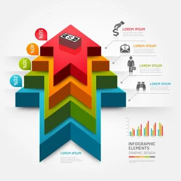 3d step up arrow staircase diagram business. Vector illustration. Stock Illustration