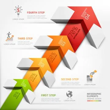3d step up arrow staircase diagram business. Vector illustration. Illustrazione stock