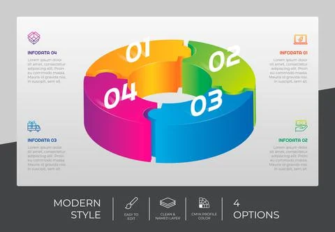 3d step infographic vector design with 4 steps &amp; colorful style for presentat 스톡 일러스트