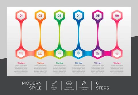 3d step infographic vector design with 6 steps &amp; colorful style for presentat 스톡 일러스트