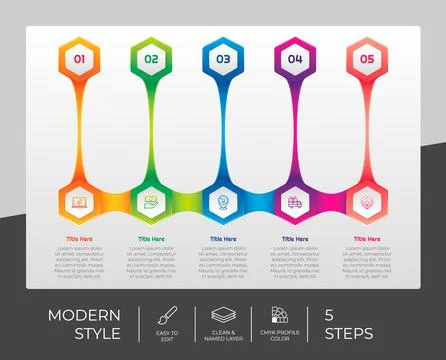 3d step infographic vector design with 5 steps &amp; colorful style for presentat Stock Illustration