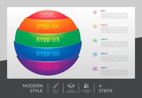 3d step infographic vector design with 4 options &amp; colorful style for present Stock Illustration