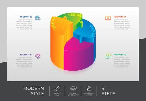 3d step infographic vector design with 4 options &amp; colorful style for present Stock Illustration