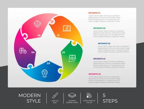 3d step infographic vector design with 5 steps &amp; gradient style for presentat Stock Illustration