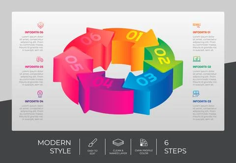 3d step infographic vector design with 6 steps &amp; colorful style for presentat 스톡 일러스트