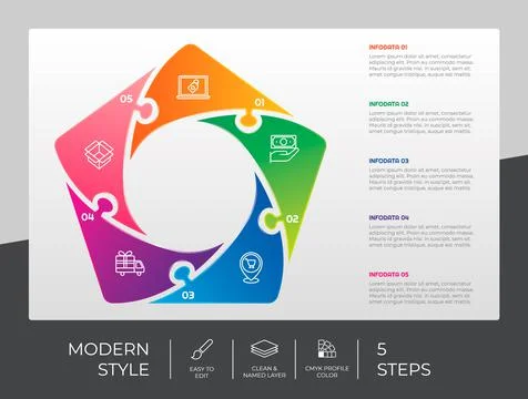 3d step infographic vector design with 5 steps &amp; gradient style for presentat 스톡 일러스트