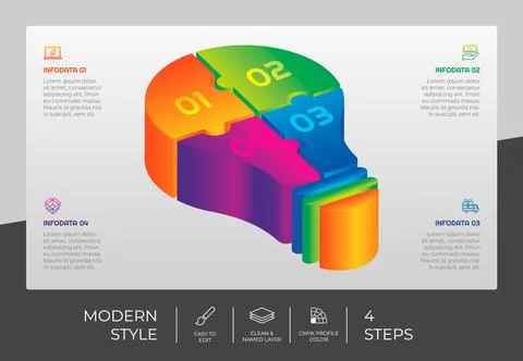3d step infographic vector design with 4 steps &amp; colorful style for presentat 스톡 일러스트