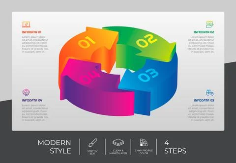 3d step infographic vector design with 4 steps &amp; colorful style for presentat 스톡 일러스트