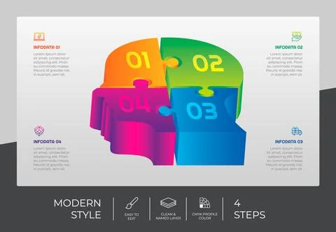 3d step infographic vector design with 4 steps &amp; colorful style for presentat Stock Illustration