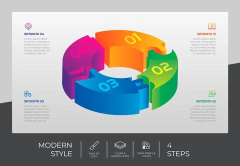 3d step infographic vector design with 4 steps &amp; colorful style for presentat Stock Illustration