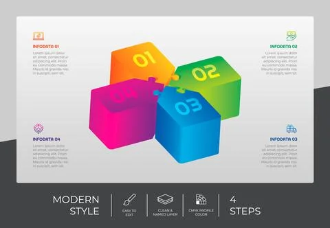 3d step infographic vector design with 4 steps &amp; colorful style for presentat 스톡 일러스트