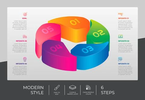 3d step infographic vector design with 5 steps &amp; colorful style for presentat Stock Illustration