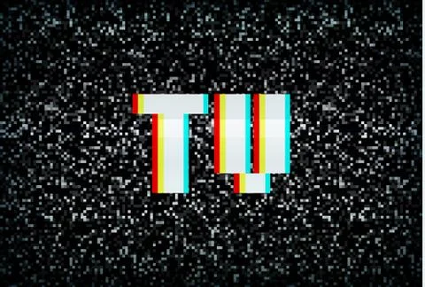 3D stereo effect TV text on noisy black and white TV screen Stock Illustration