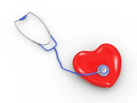 3d stethoscope with heart Stock Illustration