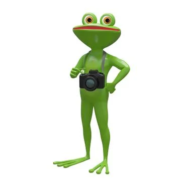3D Stock Illustration Frog with a Camera Stock Illustration