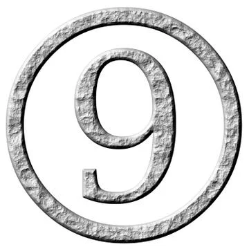 3D Ston Framed Number 9 Stock Illustration