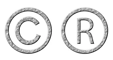 3D Stone Copyright and Registered Symbols Stock Illustration