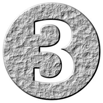 3D Stone Framed Number 3 Stock Illustration