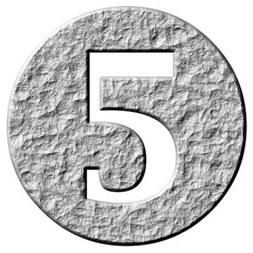 3D Stone Framed Number 5 Stock Illustration