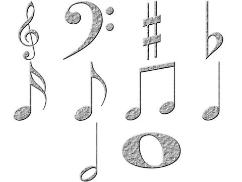 3D Stone Music Notes Stock Illustration