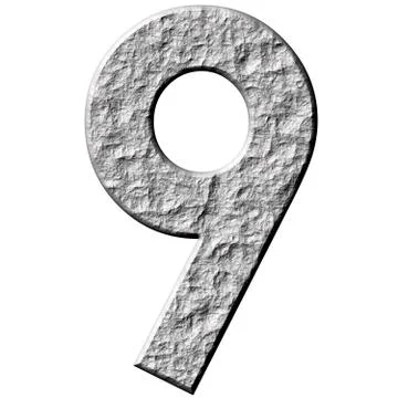 3D Stone Number nine Stock Illustration