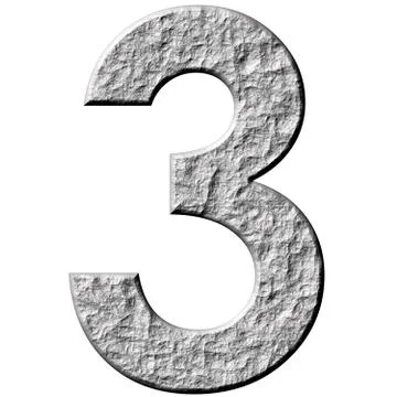 3D Stone Number Three Stock Illustration