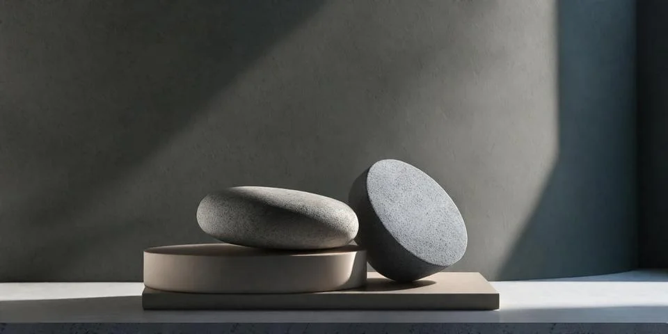 3D Stone podium Square shape  and concrete wall for minimal display presentation Stock Illustration