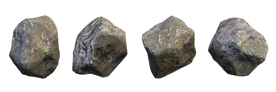 3D stone set, realistic grey rock render collection, heavy big garden Stock Illustration