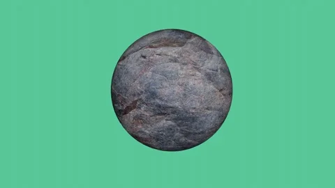 3D Stone-Textured Planet Ball on Green Background Video stock 293232551