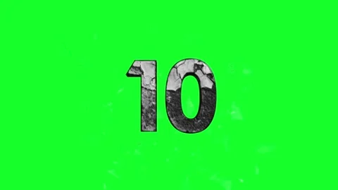 3D stone textures countdown from 10 to 0 with animated cracked numbers Vídeos de archivo 347148872