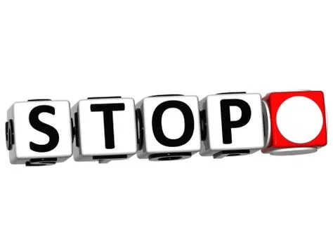 3d stop navigation button cube text Stock Illustration