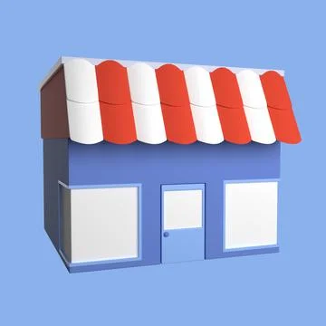 3d store building isolated on white. 3D rendering Stock Illustration