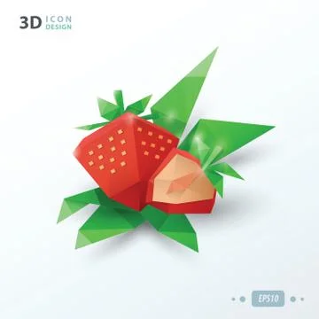 3d Strawberries with leaves Illustrazione stock