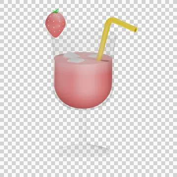 3d strawberry drink object with transparent background Stock Illustration