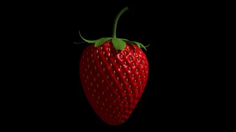 3D strawberry rotating loop, fresh red berry turntable animation on white Stock Footage 337191987