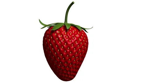 3D strawberry rotating loop, fresh red berry turntable animation on white Stock Footage 337192093