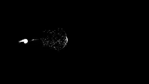 3D stream of particles on left bursts out and pulsates. Graphical represent.. Stock Illustration