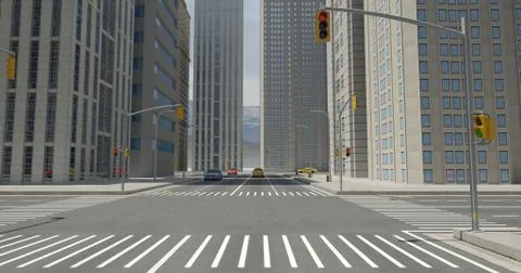 3D Street Flight Render Stock Illustration
