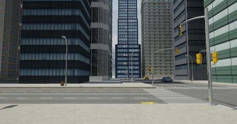 3D Street Flight Render Stock Illustration