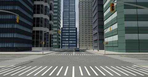 3D Street Flight Render Stock Illustration