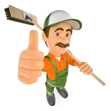 3D Street sweeper with thumb up Stock Illustration