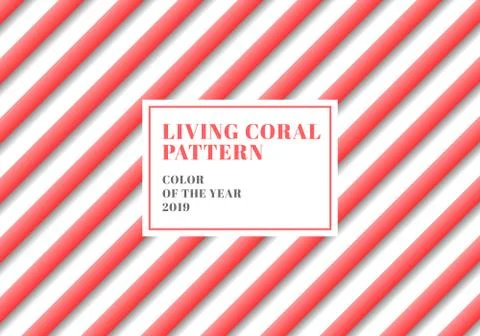 3D stripe lines diagonal pattern living coral color on white background. Stock Illustration