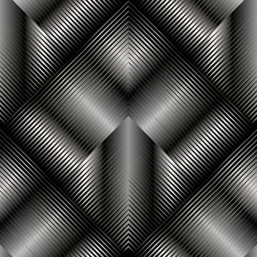 3d striped geometric seamless pattern. Vector textured geometry silver metall 스톡 일러스트