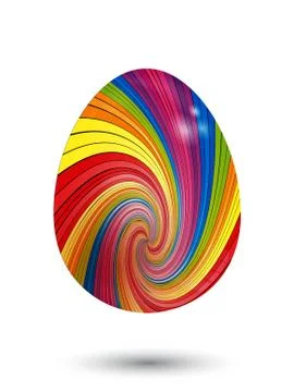 3D striped swirl Easter egg on white background 스톡 일러스트