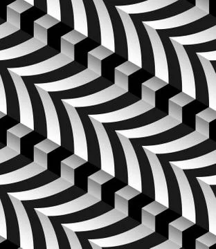 3d Striped Vector Seamless Pattern Stock Illustration