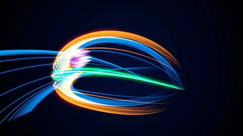 3D Stroke Glow Neon Line Swirl Moving Celebration Party Striped Motion. Stock Footage 112233555