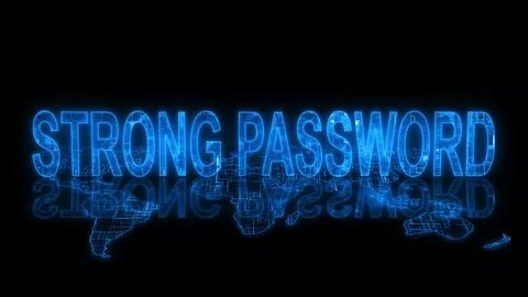 3d strong password text technology earth map glowing Stock Photos
